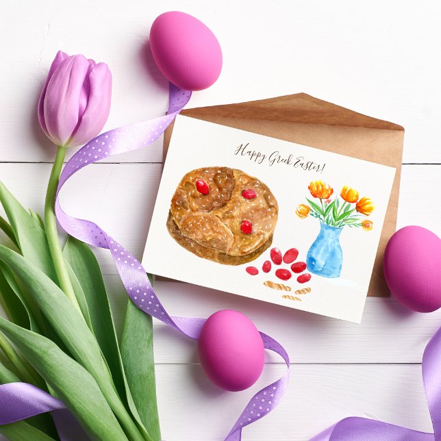 Watercolor Happy Greek Easter Card (Creator Uploaded)