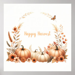 Watercolor Happy Harvest Poster