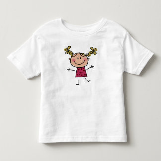 Watercolor Happy Stick Girl Pink Dress Elegant Toddler T-shirt