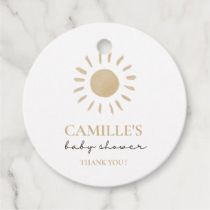 Watercolor Happy Yellow Sun Thank You Baby Shower Favour Tags