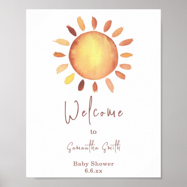 Watercolor Happy Yellow Sunshine Welcome Poster (Front)