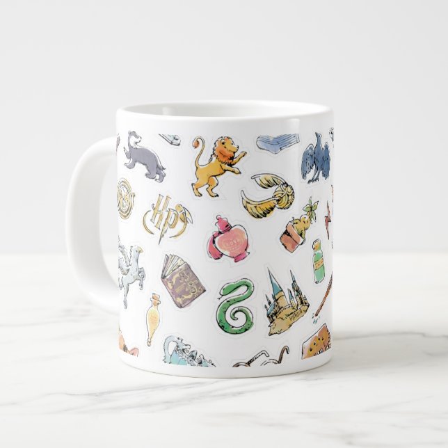 Watercolor Harry Potter Icons Large Coffee Mug (Front Left)