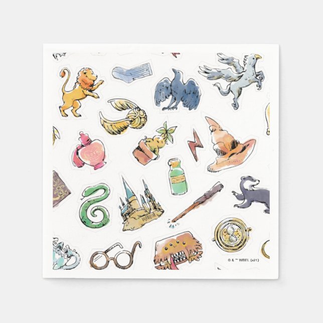 Watercolor Harry Potter Icons Napkin (Front)