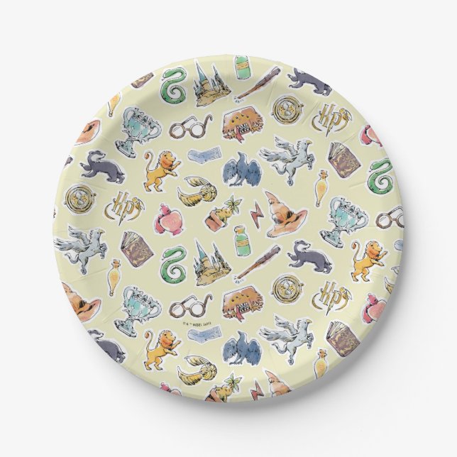 Watercolor Harry Potter Icons Paper Plate (Front)
