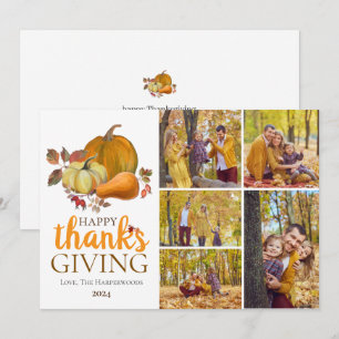 Watercolor Harvest autumn happy thanksgiving Holiday Card