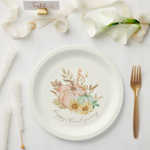 Watercolor Harvest Customizable Thanksgiving  Paper Plate