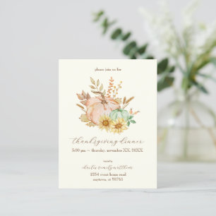 Watercolor Harvest Customizable Thanksgiving  Postcard