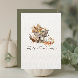Watercolor Harvest Happy Thanksgiving Holiday Card