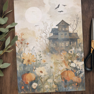 Watercolor Haunted House Halloween  Tissue Paper