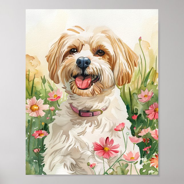 Watercolor Havanese Portrait Wall Art Print (Front)