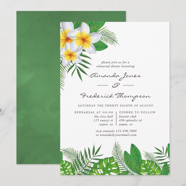 Watercolor Hawaiian Aloha Luau Rehearsal Dinner Invitation (Front/Back)