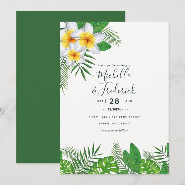 Watercolor Hawaiian Aloha Luau Wedding Invitation (Front/Back)
