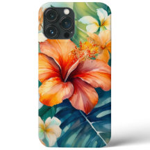 Watercolor Hawaiian Garden Tropical Hibiscus