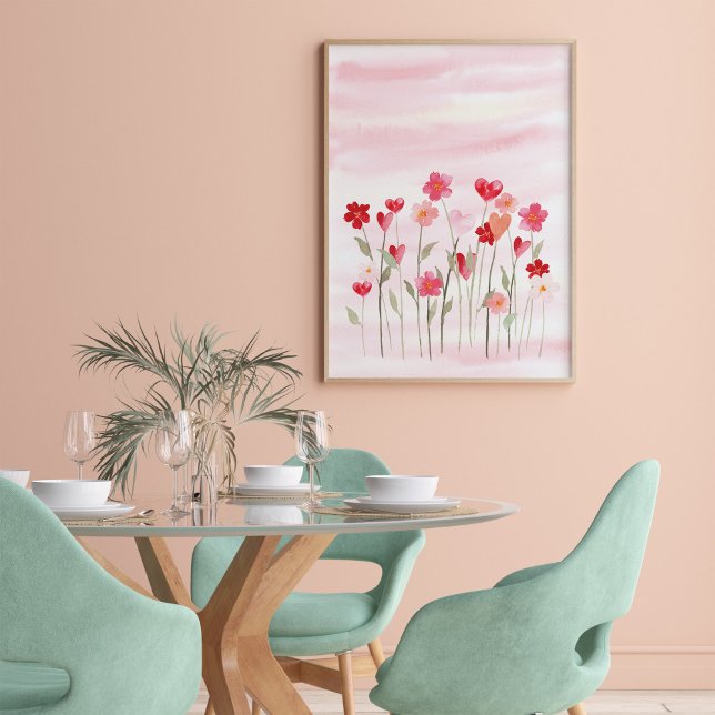 Watercolor Heart and Flowers Poster (Creator Uploaded)
