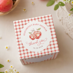 Watercolor Heart Apple Gingham Favour Box