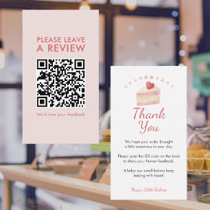 Watercolor Heart Cake Leave a Review QR Code Business Card