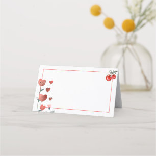 Watercolor Heart Floral Cherry Blank Food Label Or Place Card