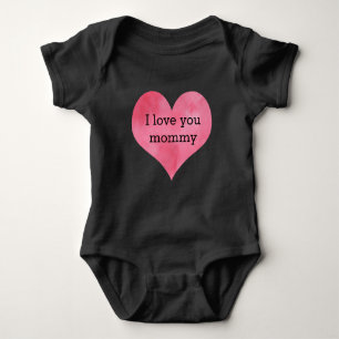 Watercolor Heart I love you mommy Baby Bodysuit