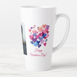 Watercolor Heart Melody Valentine's Day Latte Mug