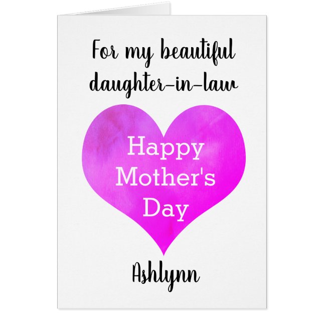 Watercolor Heart Mother's Day Daughter in Law (Front)