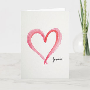 Watercolor Heart Mums Day Card
