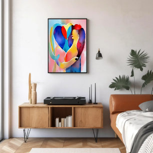 Watercolor Heart of Love Art Poster