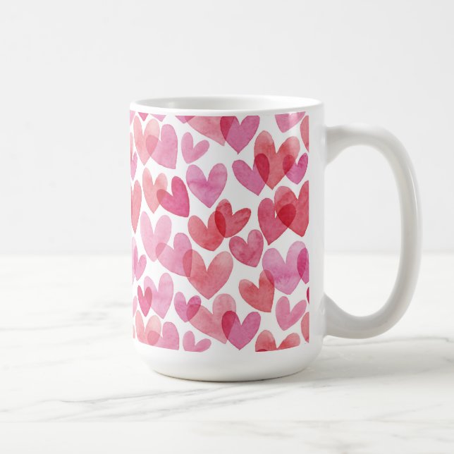 Watercolor Heart Pattern Coffee Mug (Right)