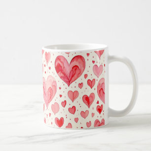 Watercolor Heart Pattern Coffee Mug