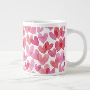 Watercolor Heart Pattern Large Coffee Mug