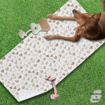 Watercolor Heart Pattern Soft Beige Pet Towel