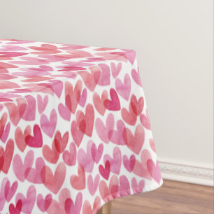 Watercolor Heart Pattern Tablecloth