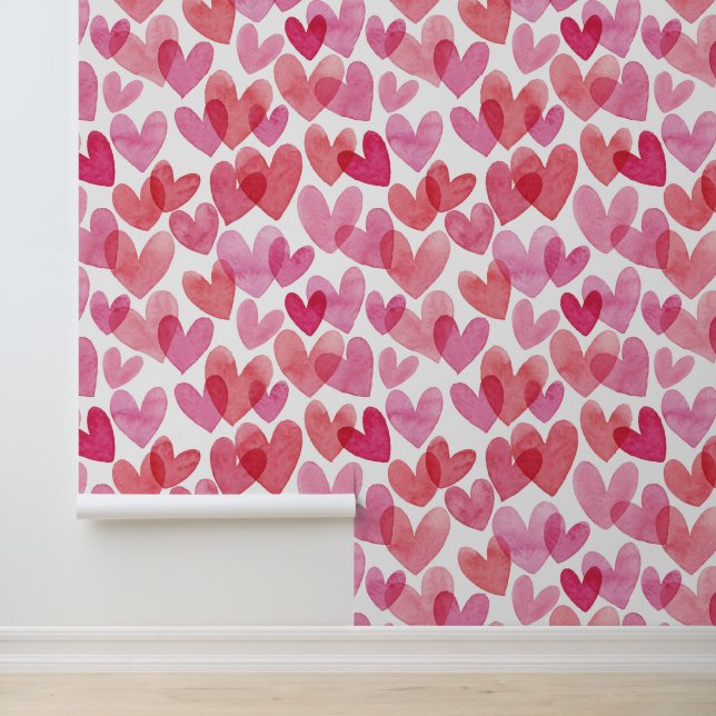 Watercolor Heart Pattern Wallpaper (Application)