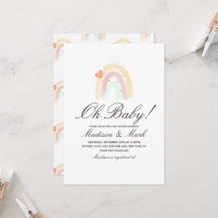 Watercolor Heart Rainbow Stroke Baby Shower Invitation
