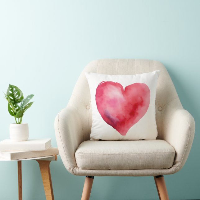 Watercolor Heart  Throw Pillow (Chair)