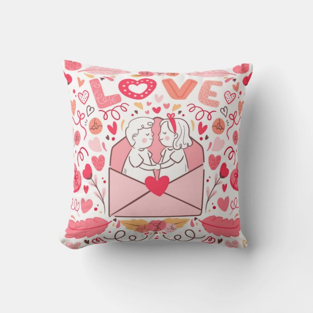 watercolor heart  throw pillow (Front)