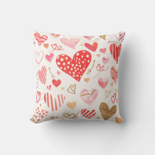 watercolor heart throw pillow