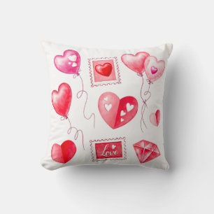 watercolor heart throw pillow