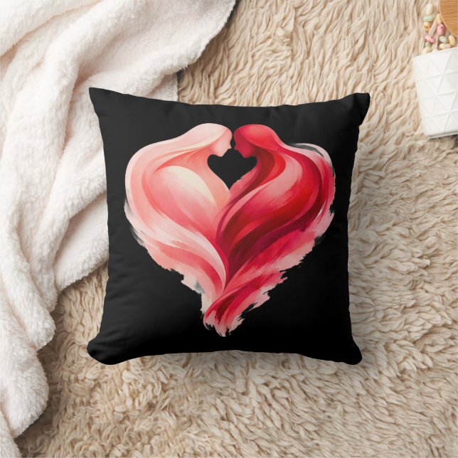 Watercolor Heart Throw Pillow | Pink Red Valentine (Blanket)