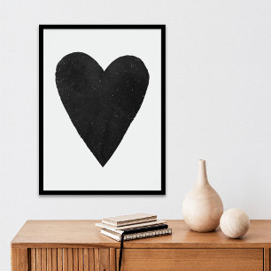 Watercolor Heart Valentine Art Print - Black