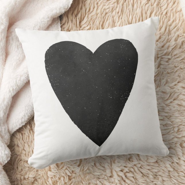 Watercolor Heart Valentine Coussin - Noir (Créateur téléchargé)