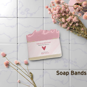 Watercolor Heart Valentine's Day Artisan Soap Wrap Invitation Belly Band