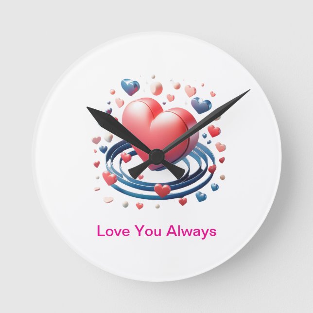 Watercolor Heart Wall Clock – Unique Personali (Front)