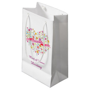 Watercolor heart wedding bridesmaid gift favour ba small gift bag