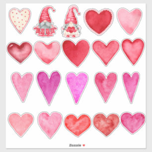 Watercolor Hearts and Two Gnomes