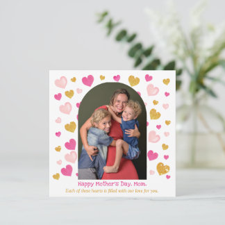 Watercolor Hearts Arch|1 Photo| Mother's Day Card