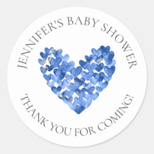 Watercolor Hearts Baby Shower Favour Sticker