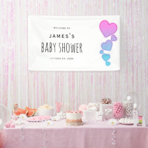 Watercolor Hearts Baby Shower Sign