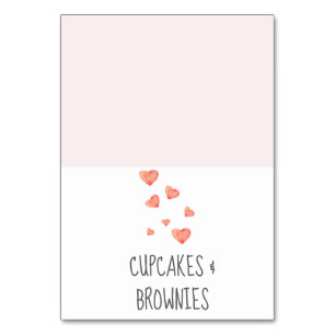 Watercolor Hearts Baby Shower Table Cards
