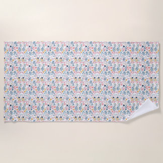 Watercolor Hearts Beach Towel