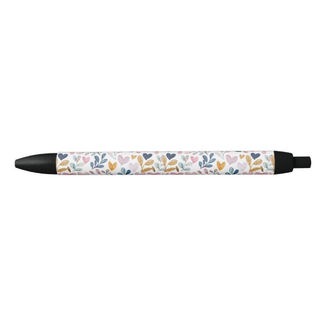 Watercolor hearts black ink pen (Front)